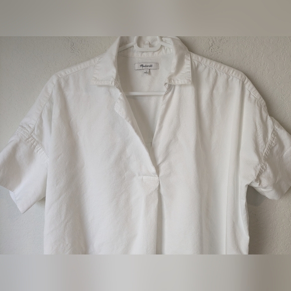 Madewell White Courier Button-Back Modal Blend Boxy Shirt Preppy Essential - Picture 6 of 11